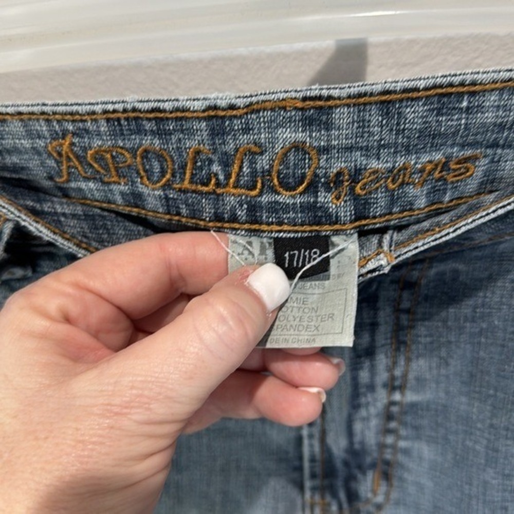 Apollo Jeans Denim Capri Rhinestone Embellished Cuffed Hem Plus Size 17/18‎ - Picture 2 of 8
